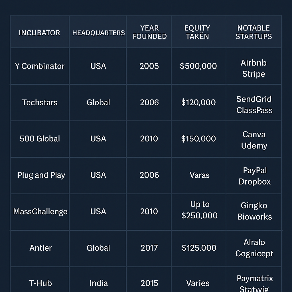 Top Incubators for Startups in 2025