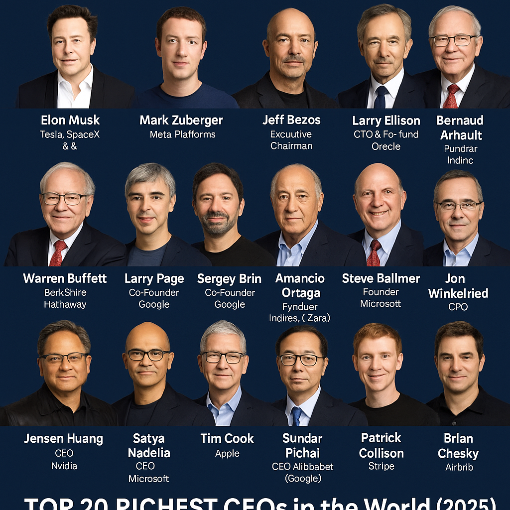 Top 20 Richest CEOs in the World (2025) 2 richest ceos 2025